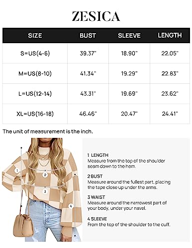 ZESICA Women's Striped Knit Turtleneck Sweater - Khaki