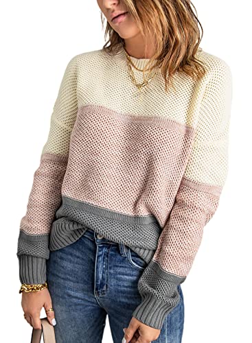 Dokotoo Plus Size Color Block Winter Sweater