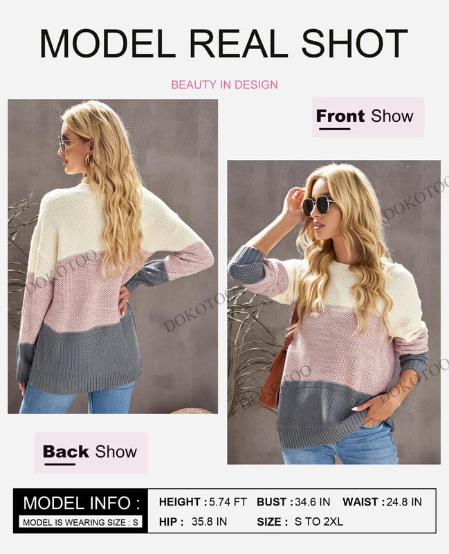 Dokotoo Plus Size Color Block Winter Sweater