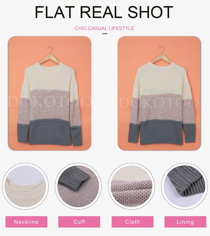 Dokotoo Plus Size Color Block Winter Sweater