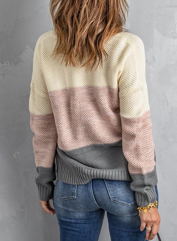 Dokotoo Plus Size Color Block Winter Sweater