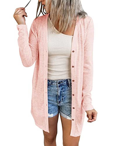 Light Pink Open Front Cardigan for Women, XL