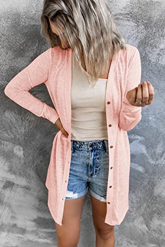 Light Pink Open Front Cardigan for Women, XL