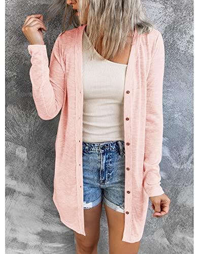 Light Pink Open Front Cardigan for Women, XL