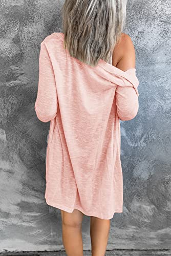 Light Pink Open Front Cardigan for Women, XL