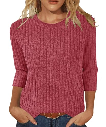 Red Long Sleeve Sweater Blouse for Women