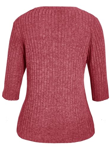 Red Long Sleeve Sweater Blouse for Women