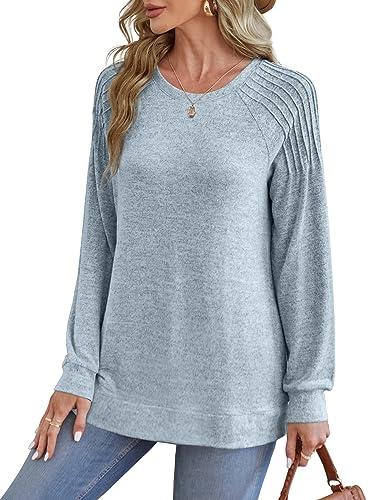 Saloogoe Women's Lightweight Crewneck Pullover Sweatshirt