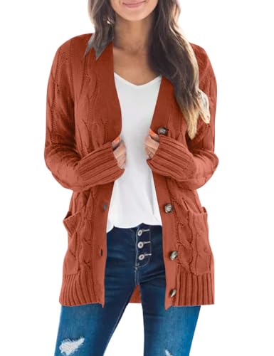 MEROKEETY Women's Cable Knit Long Sleeve Cardigan