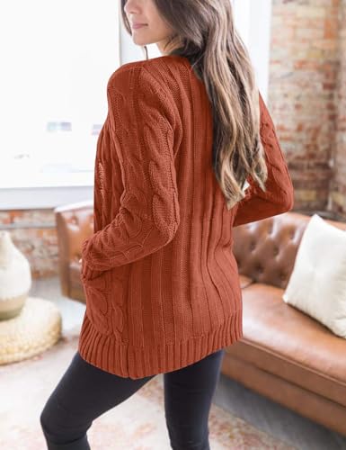 MEROKEETY Women's Cable Knit Long Sleeve Cardigan