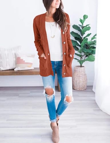 MEROKEETY Women's Cable Knit Long Sleeve Cardigan