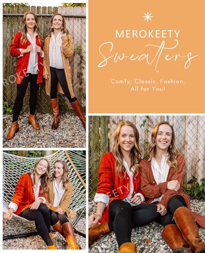 MEROKEETY Women's Cable Knit Long Sleeve Cardigan