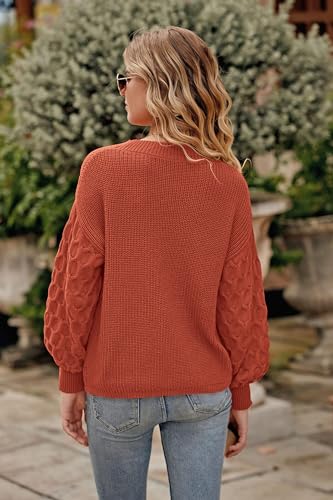 PRETTYGARDEN Women's Chunky Knit Winter Sweater - Orange