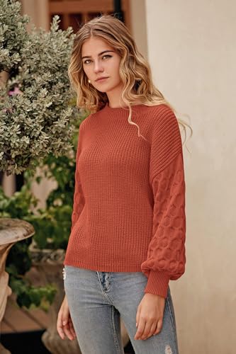 PRETTYGARDEN Women's Chunky Knit Winter Sweater - Orange