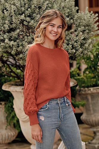 PRETTYGARDEN Women's Chunky Knit Winter Sweater - Orange