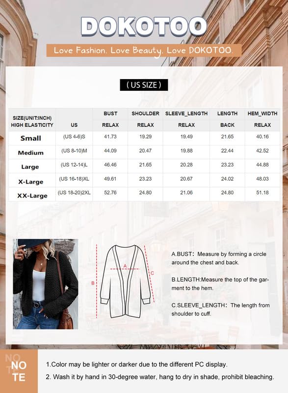Dokotoo Women's Oversized Cable Knit Cardigan - Apricot