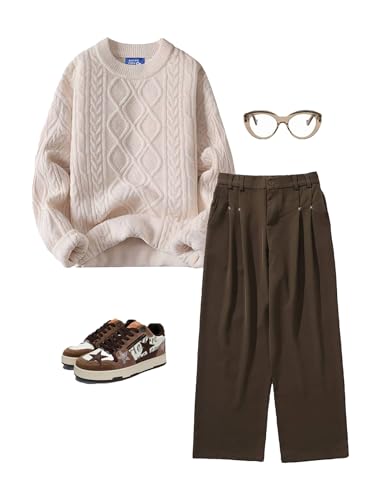 Aelfric Eden Vintage Oversized Beige Knit Sweater