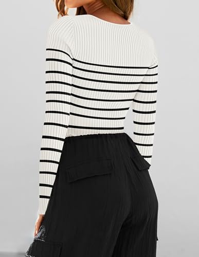 ZESICA Women's Square Neck Ribbed Sweater Pullover