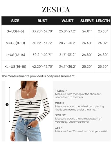 ZESICA Women's Square Neck Ribbed Sweater Pullover