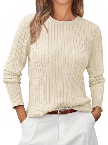 LILLUSORY Women's Vintage Cable Knit Cashmere Sweater