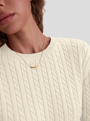 LILLUSORY Women's Vintage Cable Knit Cashmere Sweater
