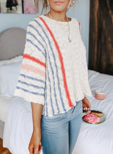 Dokotoo Women's Casual Color Block Knit Sweater