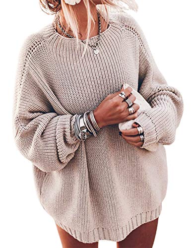 Beige Oversized Batwing Sleeve Knit Jumper