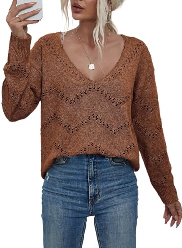 EVALESS Women's Crochet Summer Sweater Top
