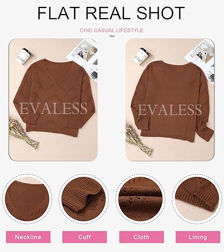 EVALESS Women's Crochet Summer Sweater Top