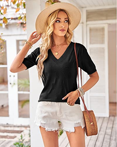 Arach&Cloz Plus Size Trendy V-Neck Knit Tops