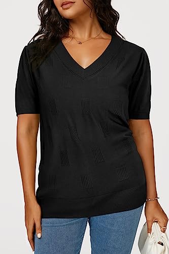 Arach&Cloz Plus Size Trendy V-Neck Knit Tops