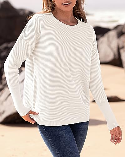 BTFBM Women's Ribbed Knit Fall Pullover Sweater