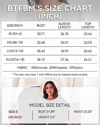 BTFBM Women's Ribbed Knit Fall Pullover Sweater