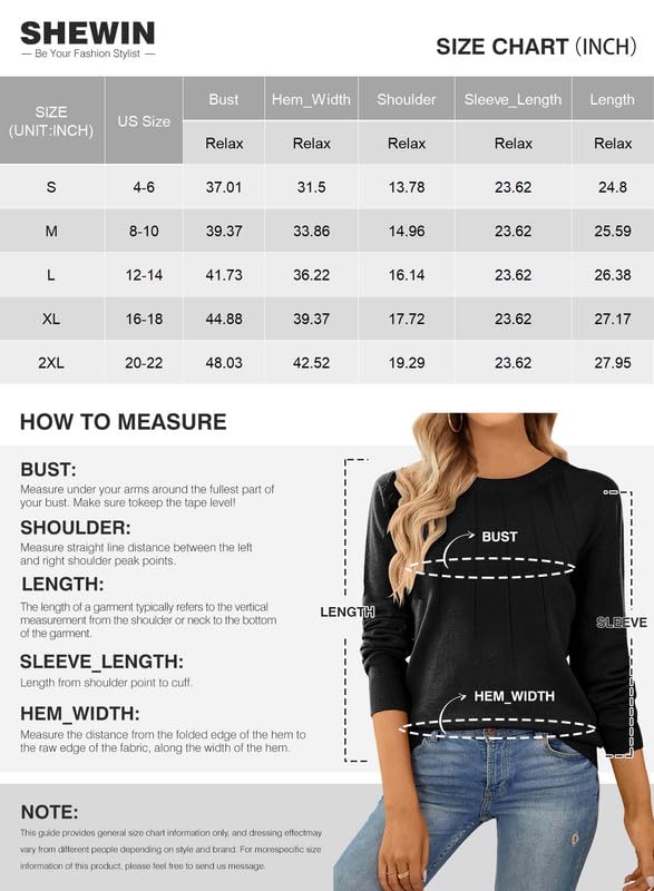 SHEWIN Women's Casual Long Sleeve Knit Sweater