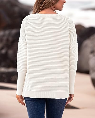 BTFBM Women's Ribbed Knit Fall Pullover Sweater