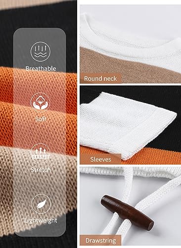 Dokotoo Women's Round Neck Striped Fall Sweater