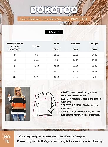 Dokotoo Women's Round Neck Striped Fall Sweater