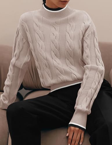 ZESICA Women's Chunky Knit Colorblock Sweater