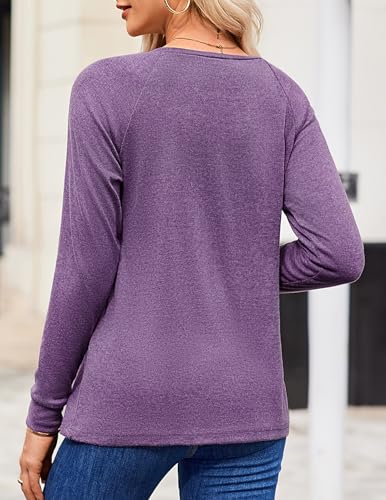 Trendy Purple Long Sleeve Tunic Top for Women