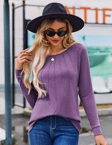 Trendy Purple Long Sleeve Tunic Top for Women