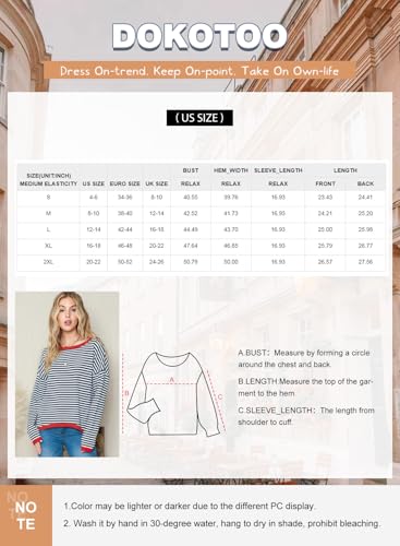 Dokotoo Women's Fall Striped Crewneck Sweater