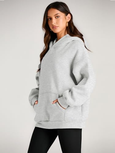 Trendy Oversized Women's Fleece Hoodie - Grey
