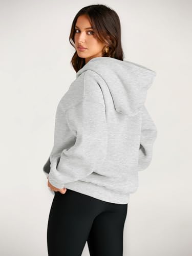 Trendy Oversized Women's Fleece Hoodie - Grey