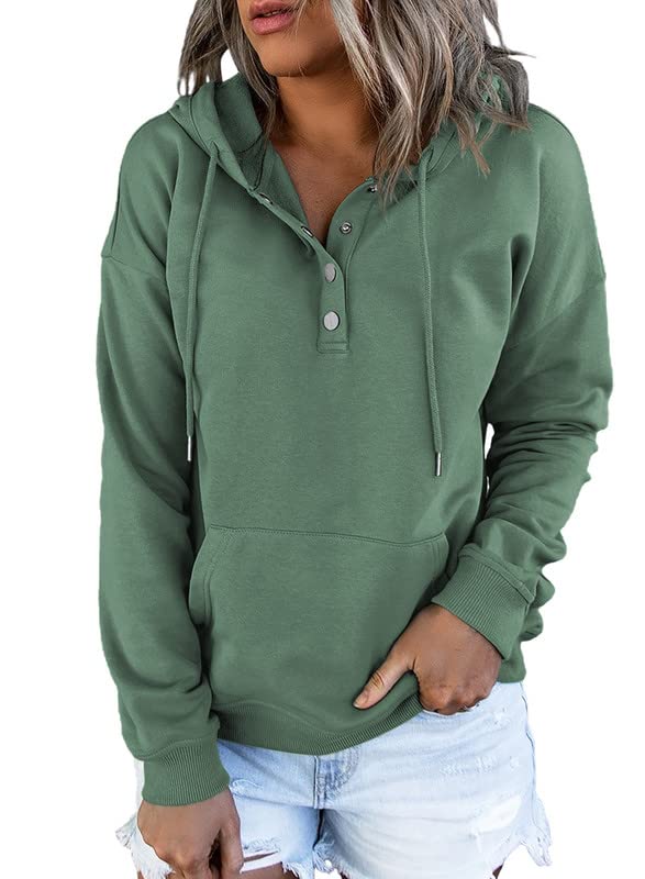 Dokotoo Women's Green Hooded Long Sleeve Sweatshirt