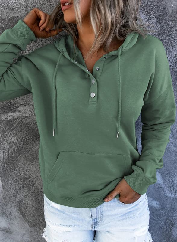 Dokotoo Women's Green Hooded Long Sleeve Sweatshirt