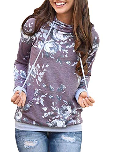 Barlver Women's Cowl Neck Hooded Sweatshirt Top