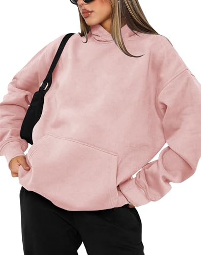 Cute Pink Fleece Pullover Hoodie for Women