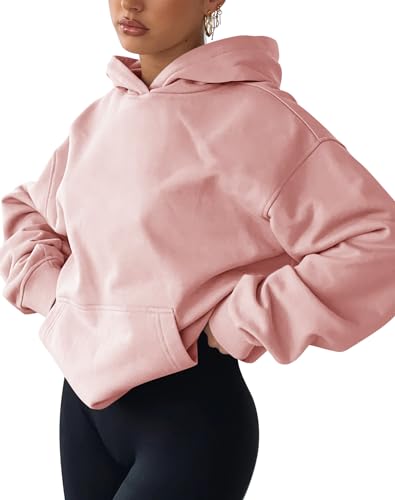Cute Pink Fleece Pullover Hoodie for Women