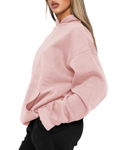 Cute Pink Fleece Pullover Hoodie for Women