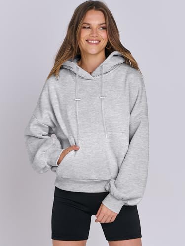 Oversized Lantern Sleeve Hoodie for Women - Grey